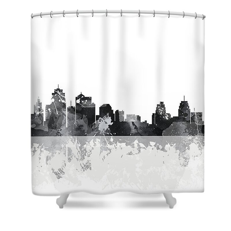Kansas City Missouri Skyline Shower Curtain featuring the digital art Kansas City Missouri Skyline #2 by Marlene Watson