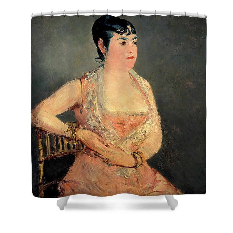 Edouard Manet Shower Curtain featuring the painting Lady in Pink #5 by Edouard Manet