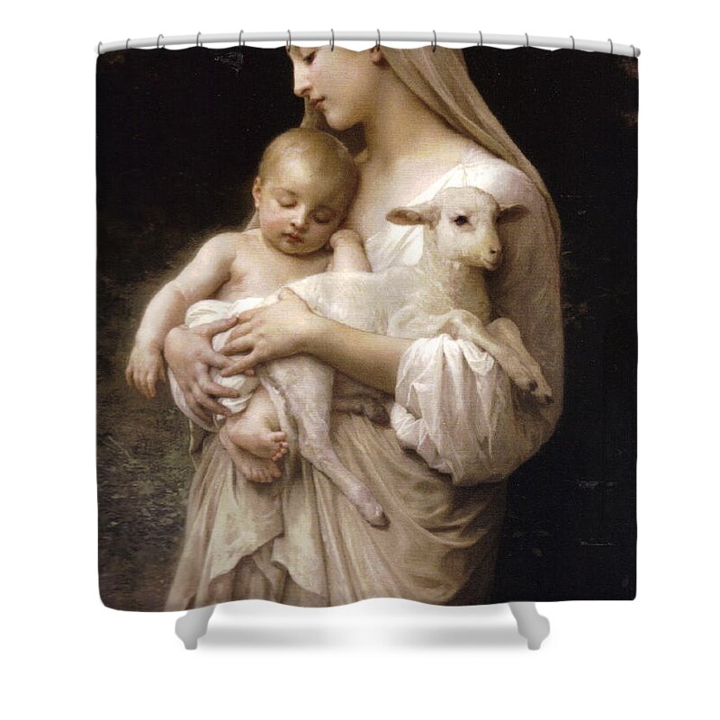 Nativity Shower Curtain featuring the painting Madonna and Child by William Bouguereau
