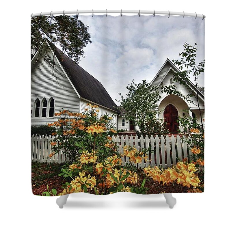 Alabama Photographer Shower Curtain featuring the digital art Magnolia Springs #2 by Michael Thomas