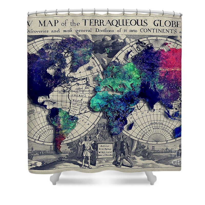 Map Of The World Shower Curtain featuring the digital art Map of the World #1 by Justyna Jaszke JBJart