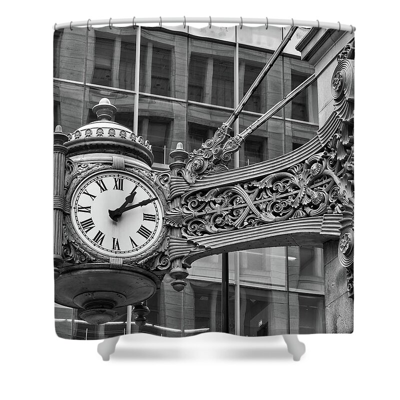 Architecture Shower Curtain featuring the photograph Marshall Field Great Clock #2 by Jerry Fornarotto