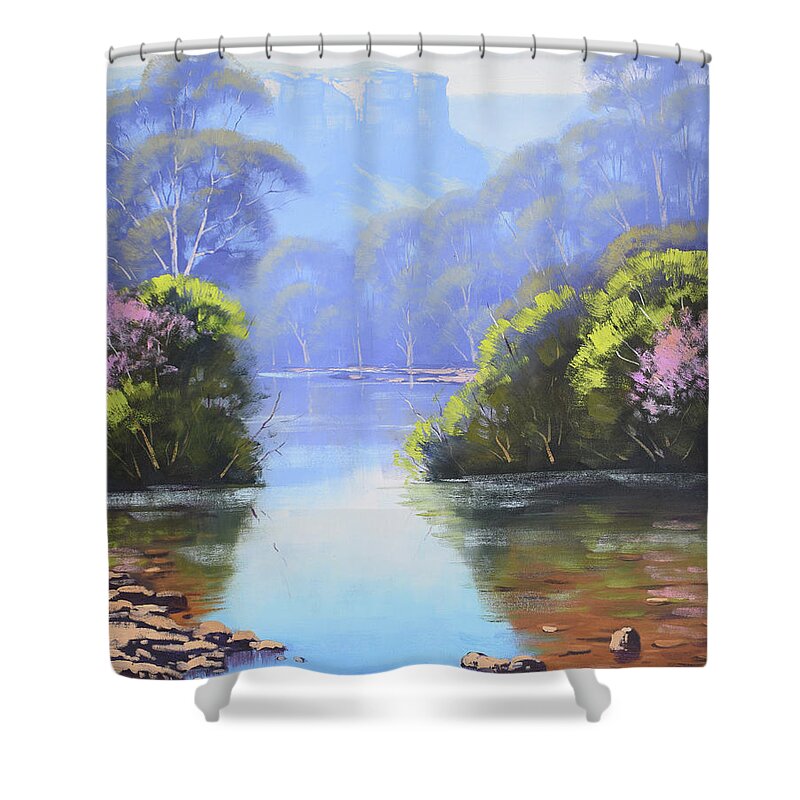 River Shower Curtain featuring the painting Megalong Creek #2 by Graham Gercken