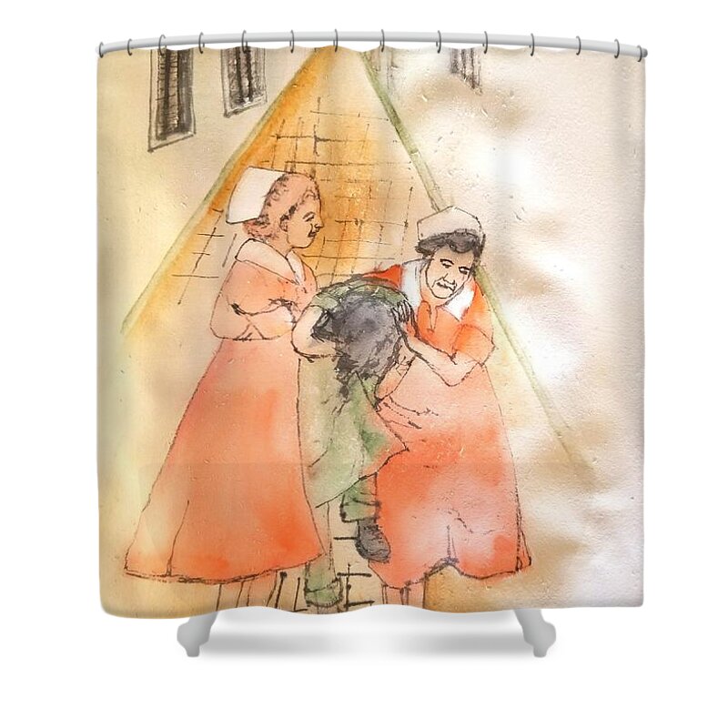 Mental Illness. Patient Shower Curtain featuring the painting Mental Illness Hurts Album #2 by Debbi Saccomanno Chan