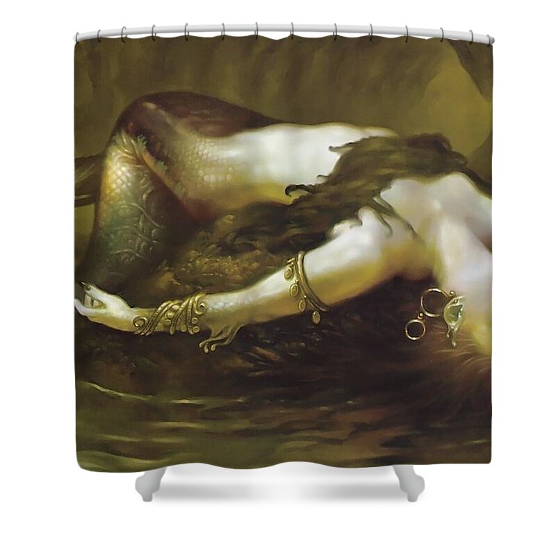Mermaid Shower Curtain featuring the digital art Mermaid #2 by Super Lovely