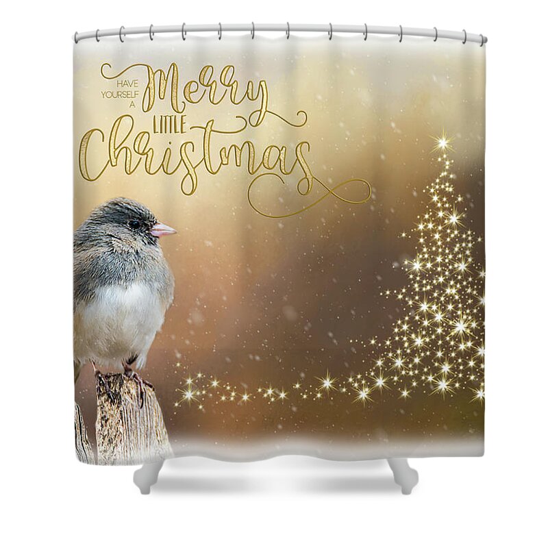 Snow Shower Curtain featuring the photograph Merry Christmas by Cathy Kovarik
