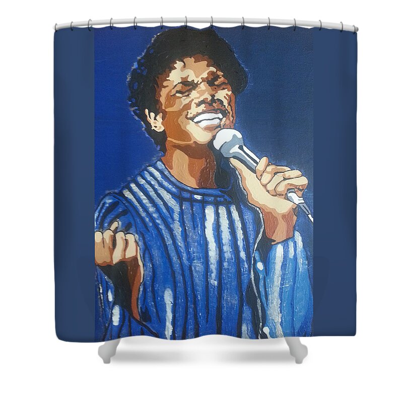 Michael Jackson Shower Curtain featuring the painting Michael Jackson #2 by Rachel Natalie Rawlins