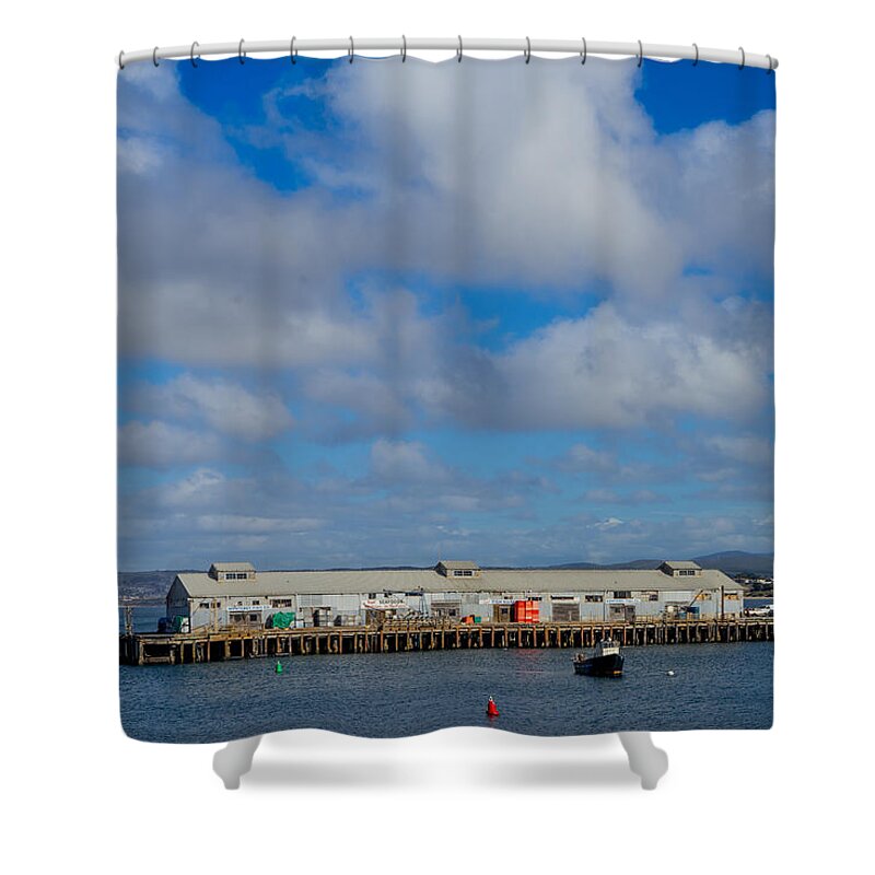Monterey Commercial Wharf Shower Curtain featuring the photograph Monterey Commercial Wharf by Derek Dean
