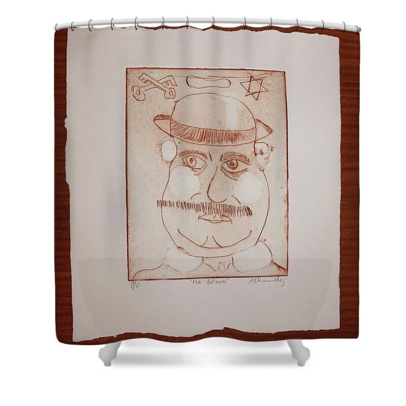 Drawing Shower Curtain featuring the drawing Mr Leopold Bloom #2 by Roger Cummiskey