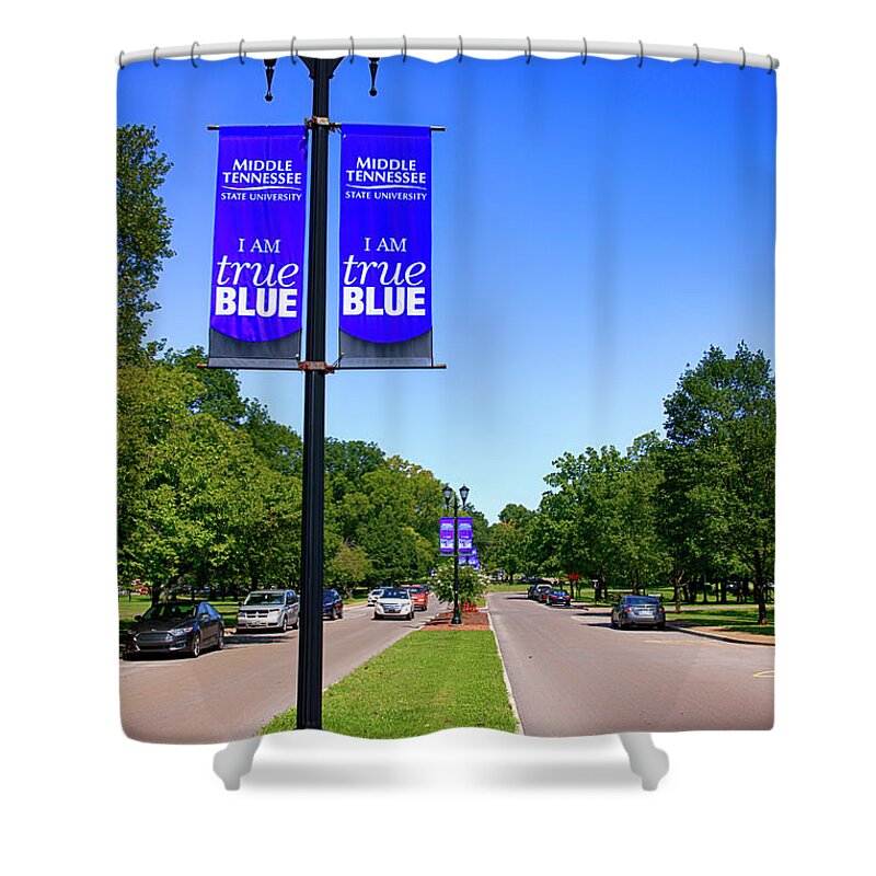 Banners Shower Curtain featuring the photograph MTSU Murfreesboro TN, USA #2 by Chris Smith