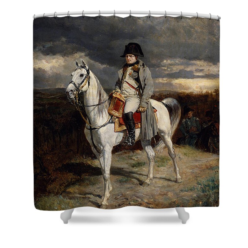Napoleon Shower Curtain featuring the painting Napoleon Bonaparte On Horseback by War Is Hell Store