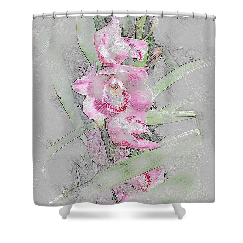 Orchidaceae Pink Flower Shower Curtain featuring the painting Orchidaceae #2 by Don Wright