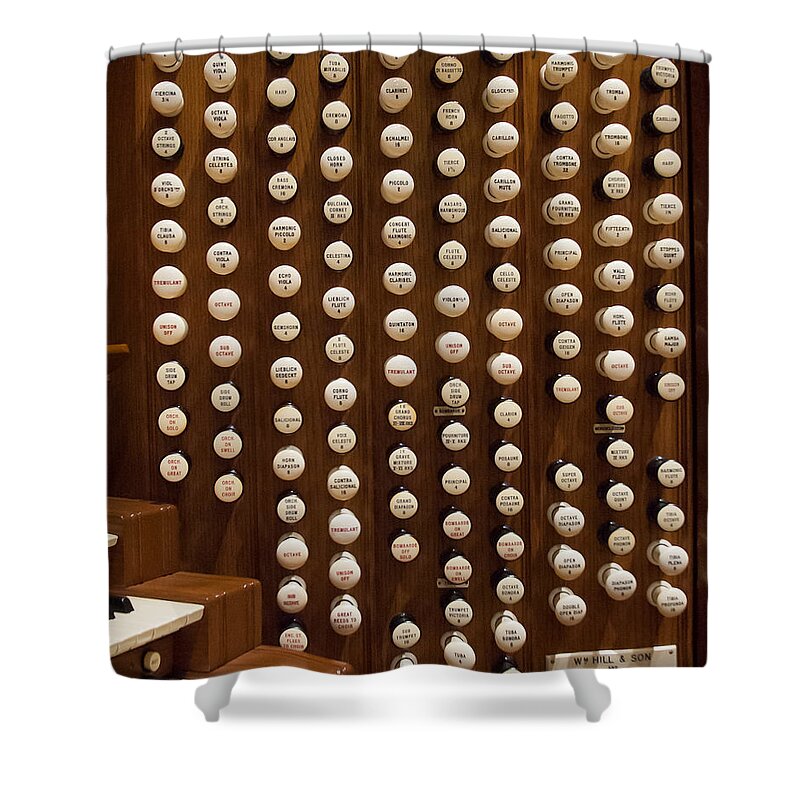 Melbourne Shower Curtain featuring the photograph Organ stops #2 by Jenny Setchell