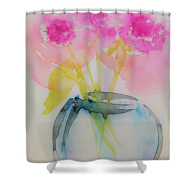 Pink Flowers Aquarell Blumen Watercolor Art Abstract Painting Originell Flower Painting Shower Curtain featuring the painting pink Flowers #2 by Britta Zehm