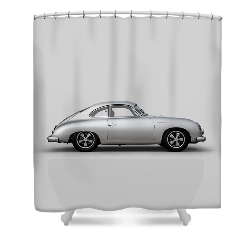 Vintage Shower Curtain featuring the digital art Porsche 356 by Douglas Pittman