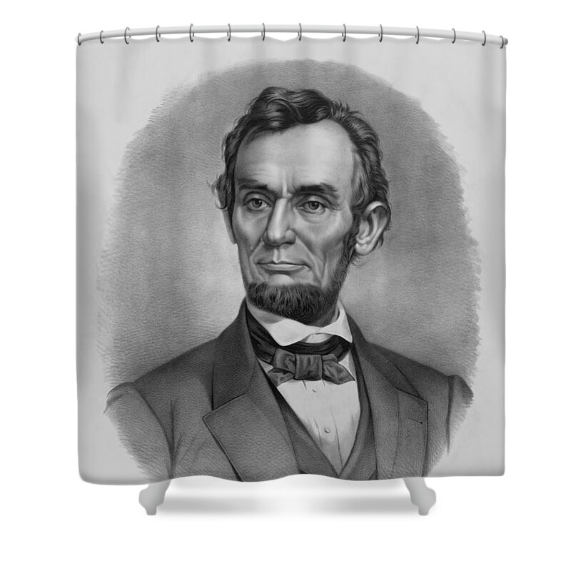 Abraham Lincoln Shower Curtain featuring the drawing President Lincoln #2 by War Is Hell Store