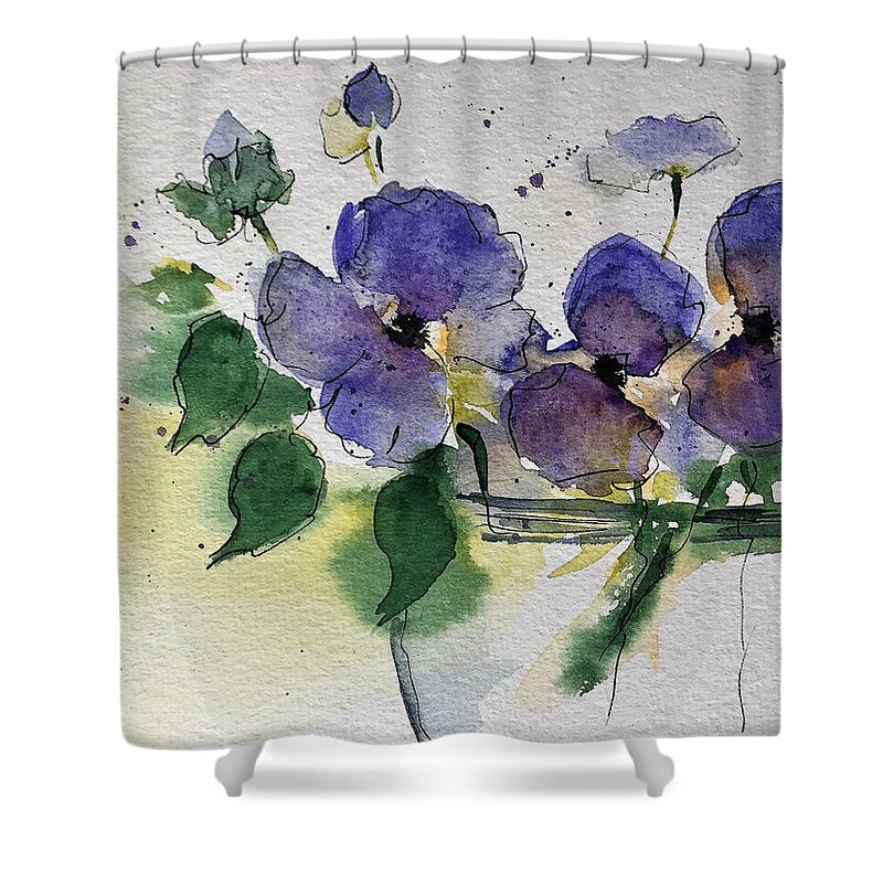Flowers Shower Curtain featuring the painting purple Flowers 2 #2 by Britta Zehm