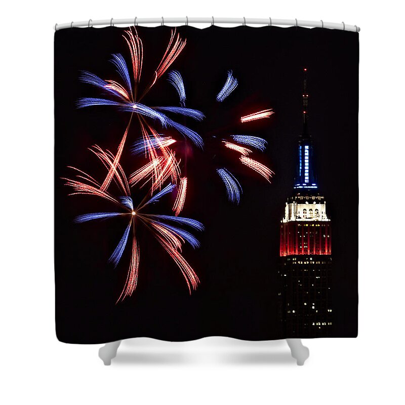 Empire State Building Shower Curtain featuring the photograph Red White and Blue by Susan Candelario