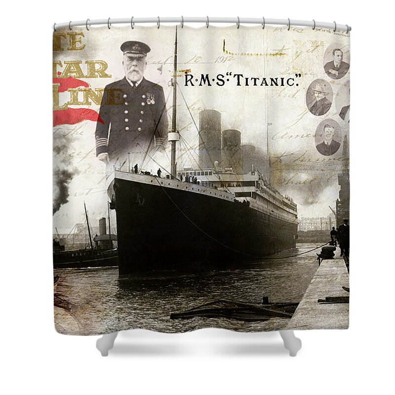 Titanic Newspaper Shower Curtain featuring the photograph RMS Titanic by Jon Neidert