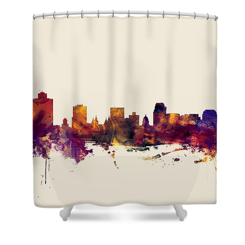 United States Shower Curtain featuring the digital art Salt Lake City Skyline by Michael Tompsett