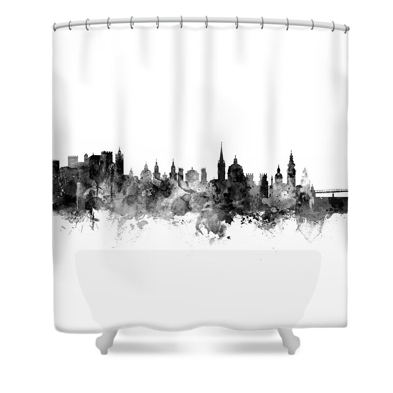 Salzburg Shower Curtain featuring the digital art Salzburg Austria Skyline by Michael Tompsett