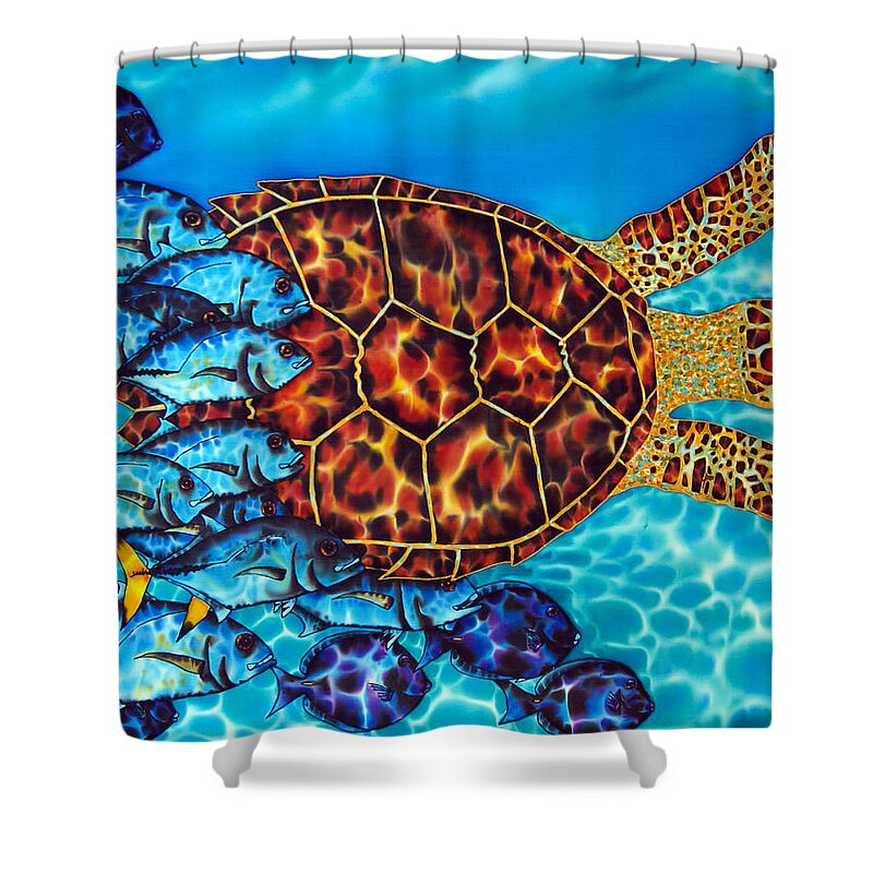 Turtle Shower Curtain featuring the painting Sea Turtle by Daniel Jean-Baptiste