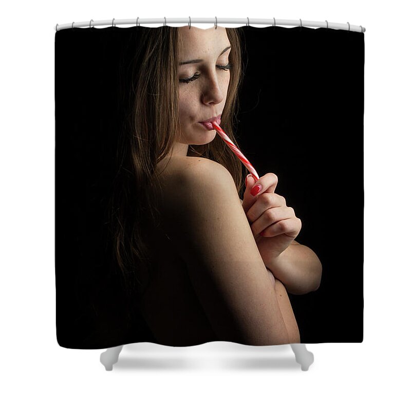 Sexy Shower Curtain featuring the photograph sexy Christmas by La Bella Vita Boudoir
