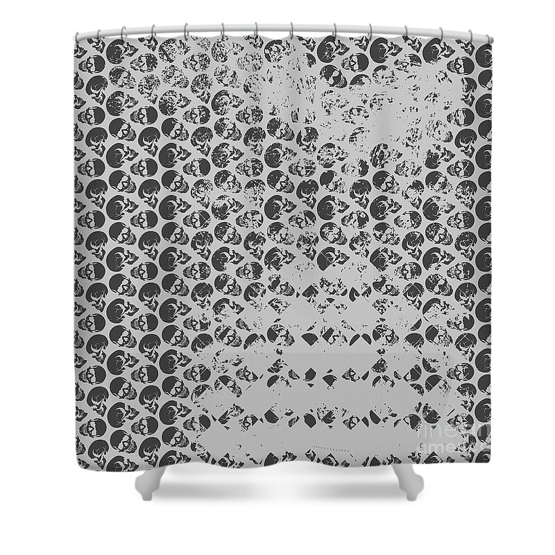 Abstract Shower Curtain featuring the digital art Skull Art background - Grey by Xrista Stavrou