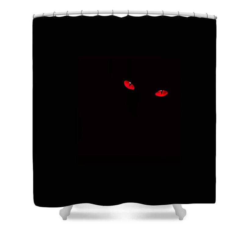 Red Cat Eyes Shower Curtain featuring the photograph Somebody's Watching You #4 by Kami McKeon