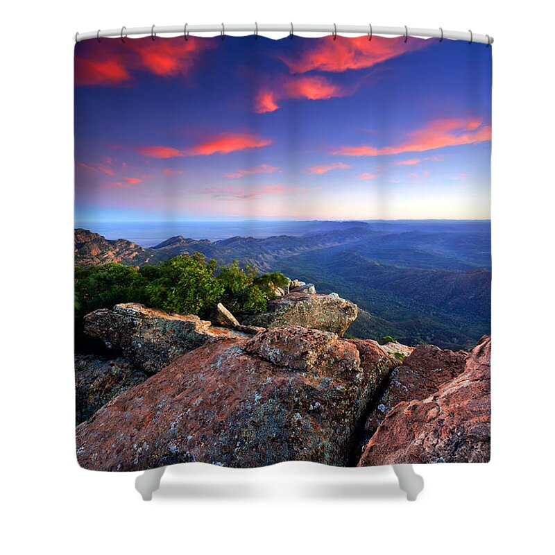 St Mary Peak Sunrise Outback Landscape Wilpena Pound Flinders Ranges South Australia Australian Abc Range Shower Curtain featuring the photograph St Mary Peak Sunrise #2 by Bill Robinson