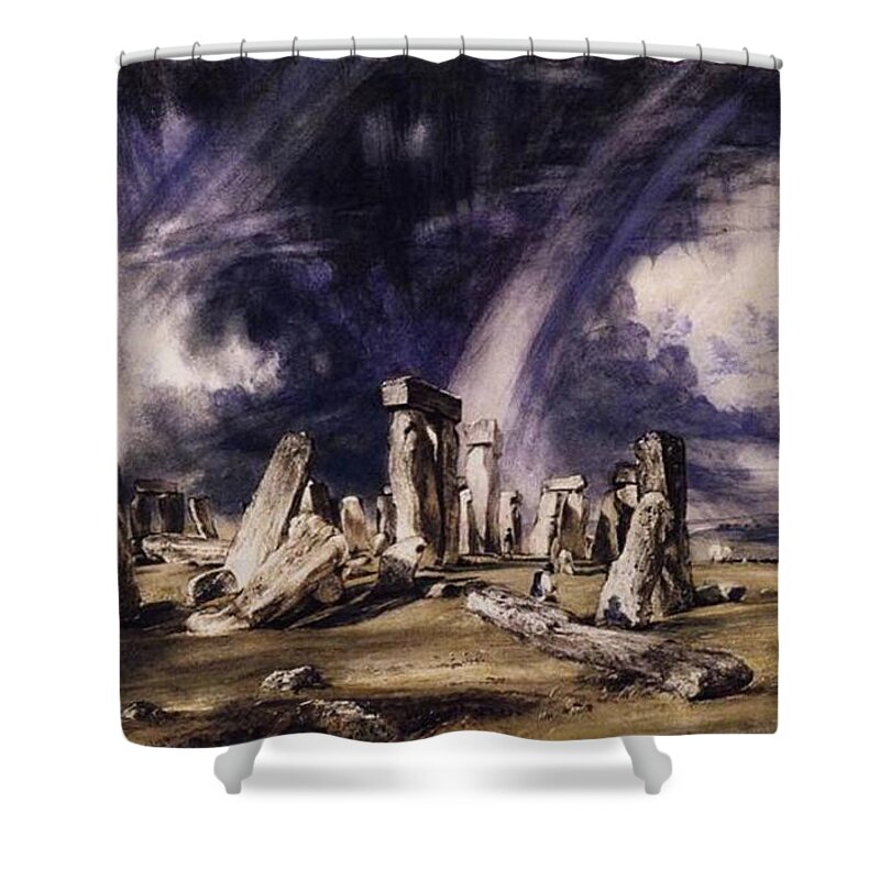 John Constable Shower Curtain featuring the painting Stonehenge by John Constable