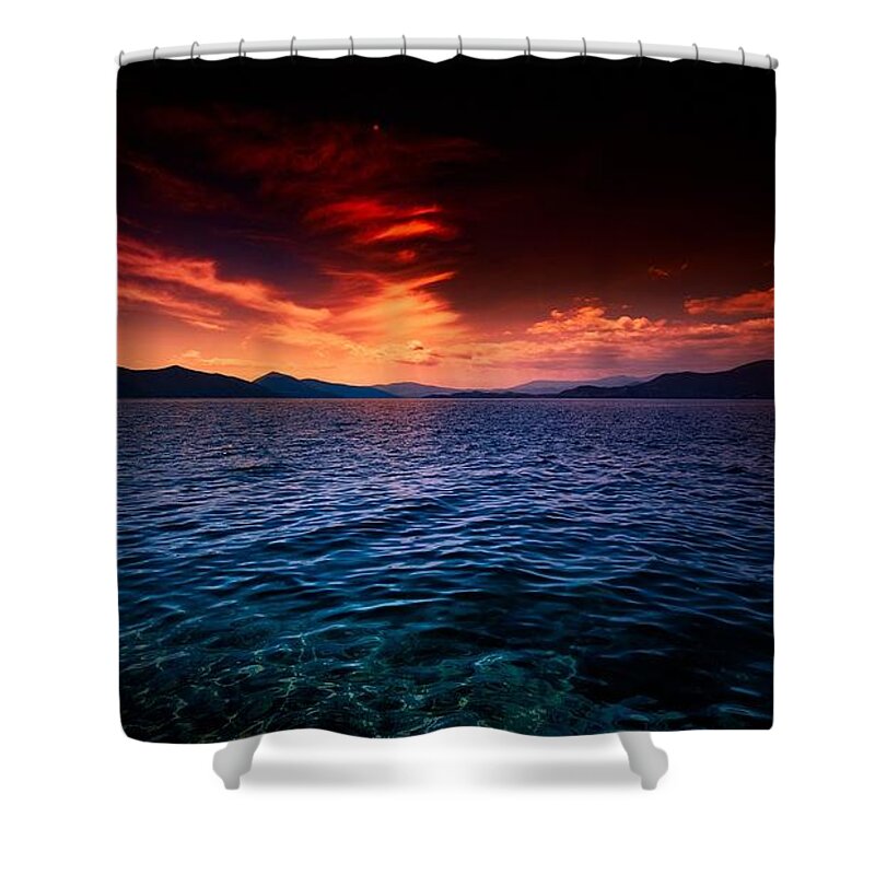 Sunset Shower Curtain featuring the digital art Sunset #2 by Maye Loeser