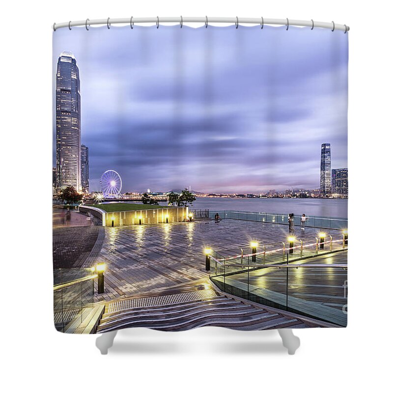 China Shower Curtain featuring the photograph Sunset over Hong Kong #2 by Didier Marti