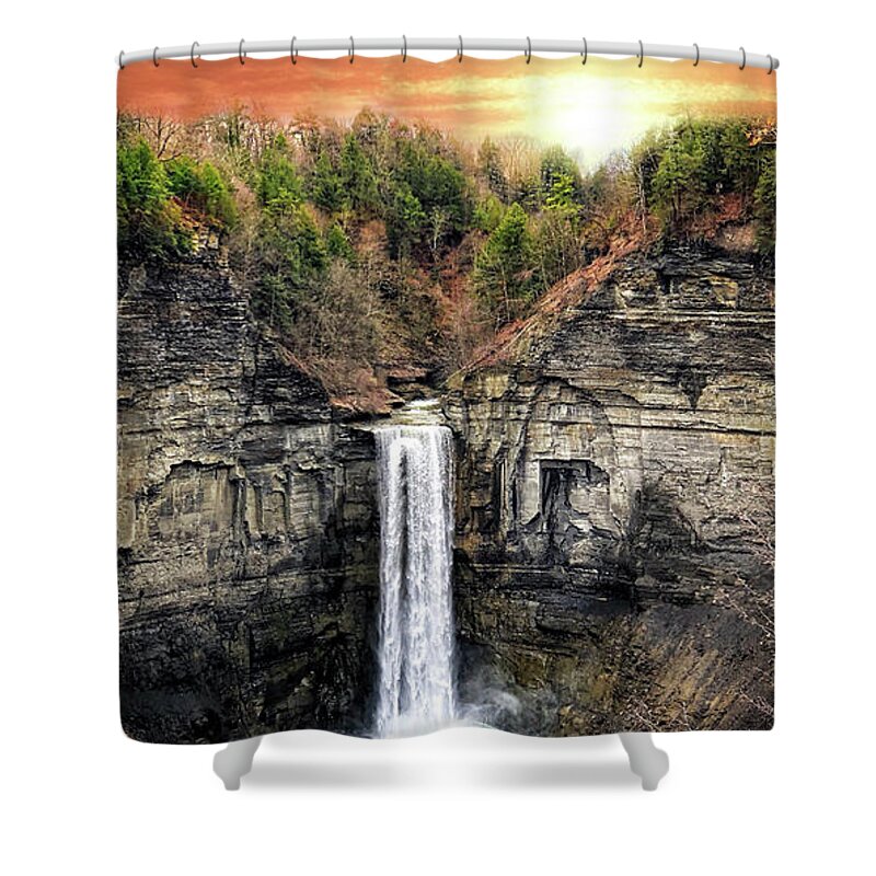 Falls Shower Curtain featuring the digital art Taughannock Falls, Ithaca, New York #2 by Amy Cicconi