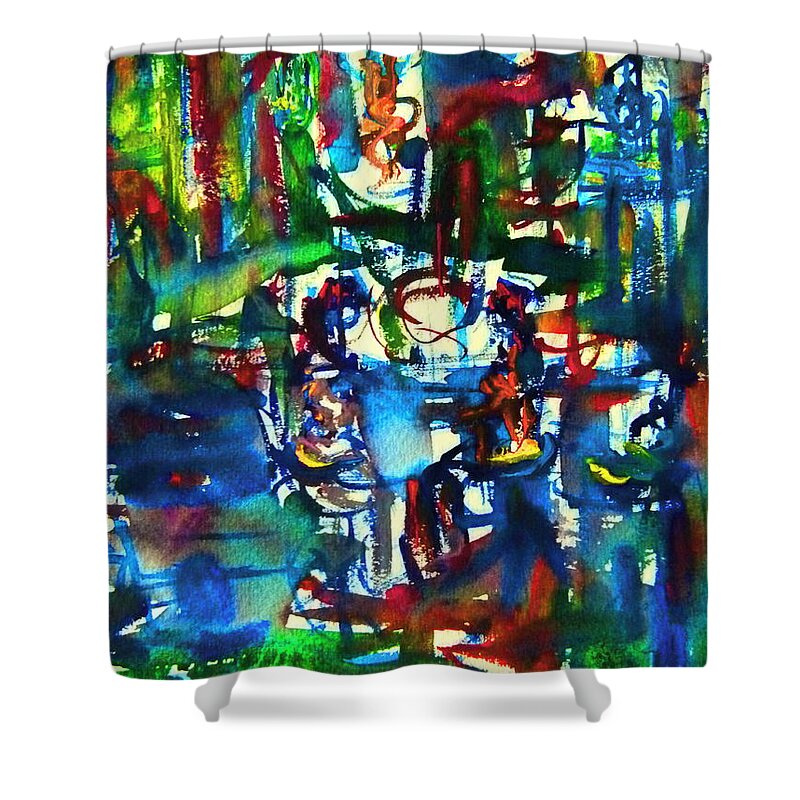  Shower Curtain featuring the painting That night #2 by Wanvisa Klawklean