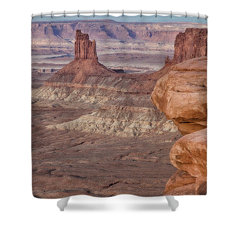 Canyonlands National Park Shower Curtain featuring the photograph The Candlesticks I by Denise Bush