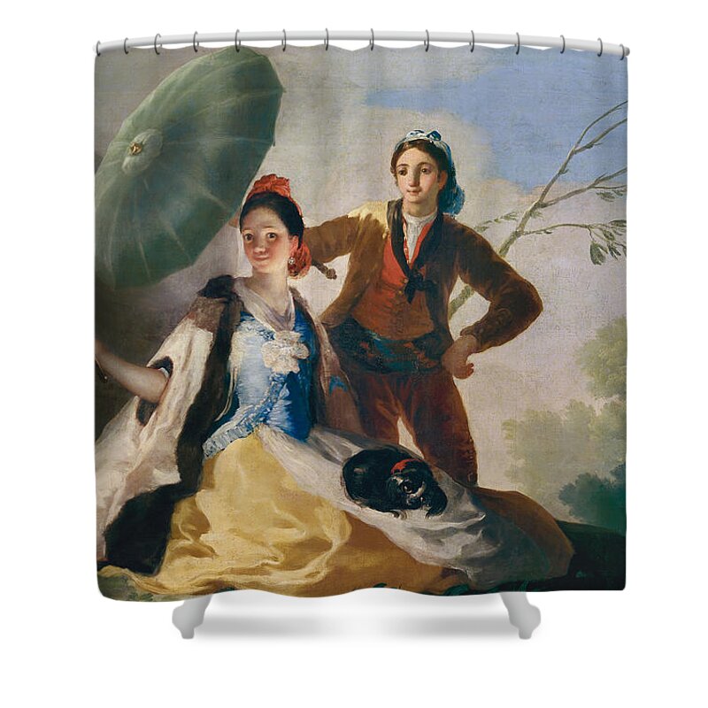 Couple Shower Curtain featuring the painting The Parasol #2 by Francisco Goya