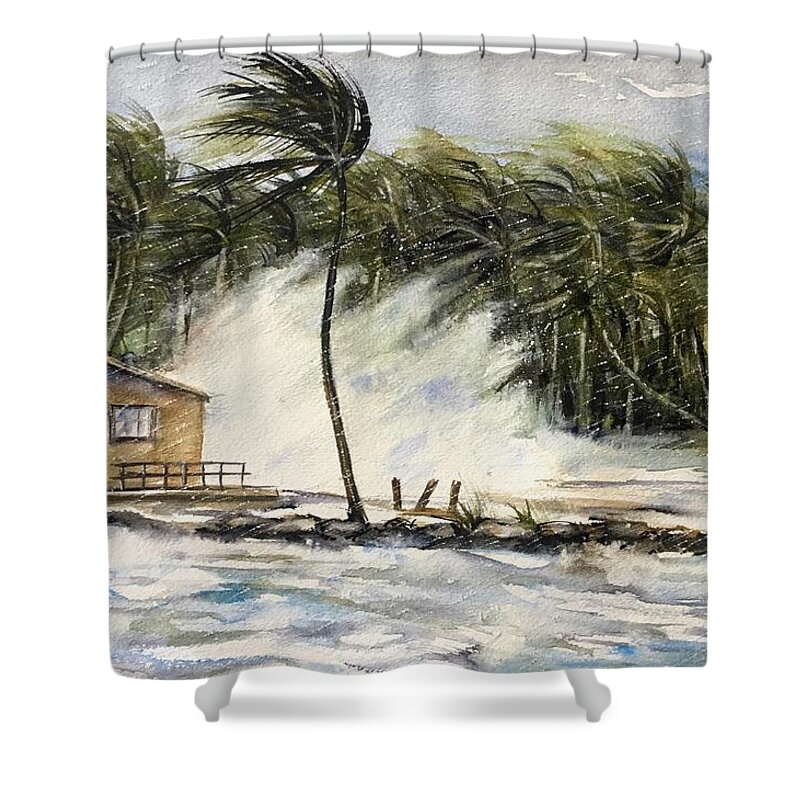 Storm Shower Curtain featuring the painting The storm #4 by Katerina Kovatcheva