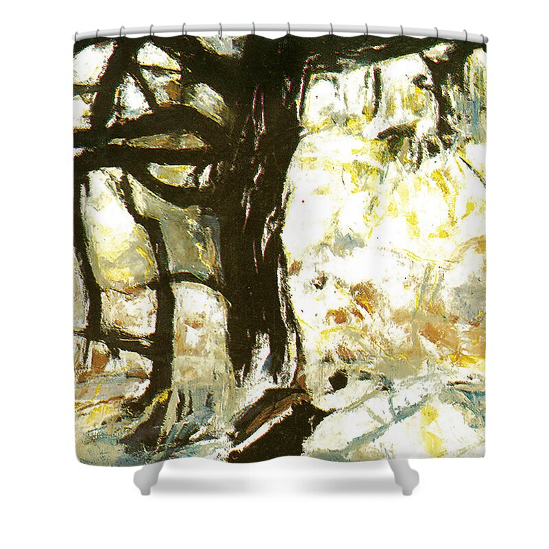 Landscape Shower Curtain featuring the painting The Tree Crown #2 by Vladimir Vlahovic