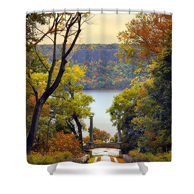 Untermyer Garden Shower Curtain featuring the photograph The Vista Steps #1 by Jessica Jenney