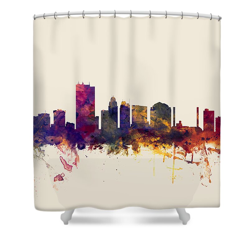 City Shower Curtain featuring the digital art Toledo Ohio Skyline #2 by Michael Tompsett