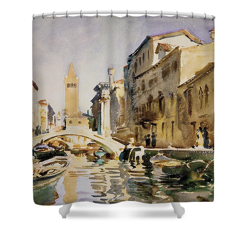 Venetian Canal Shower Curtain featuring the painting Venetian Canal #2 by John Singer Sargent