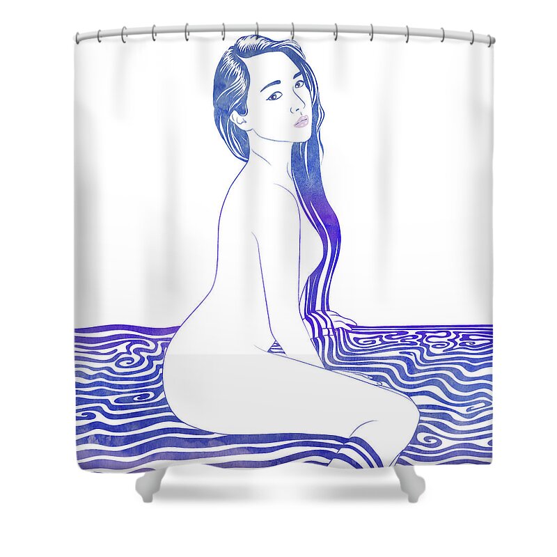 Beauty Shower Curtain featuring the mixed media Water NYmph XIII #2 by Stevyn Llewellyn