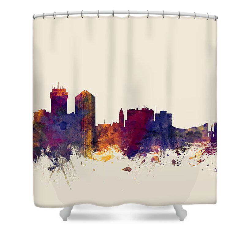 City Shower Curtain featuring the digital art Wichita Kansas Skyline by Michael Tompsett
