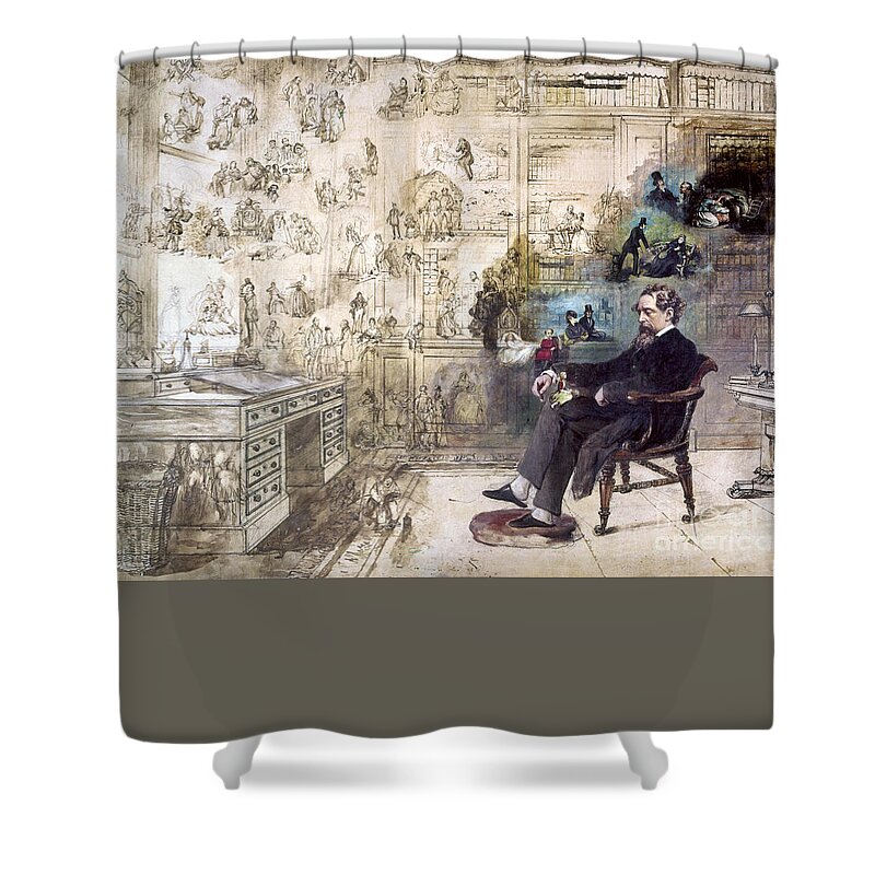 19th Century Shower Curtain featuring the drawing Charles Dickens, 1812-1870 #20 by Granger