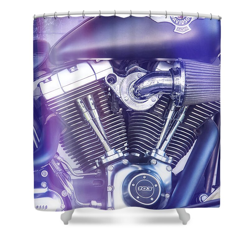 Harley Davidson Shower Curtain featuring the photograph Harley Davidson Fat Boy #1 by George Robinson