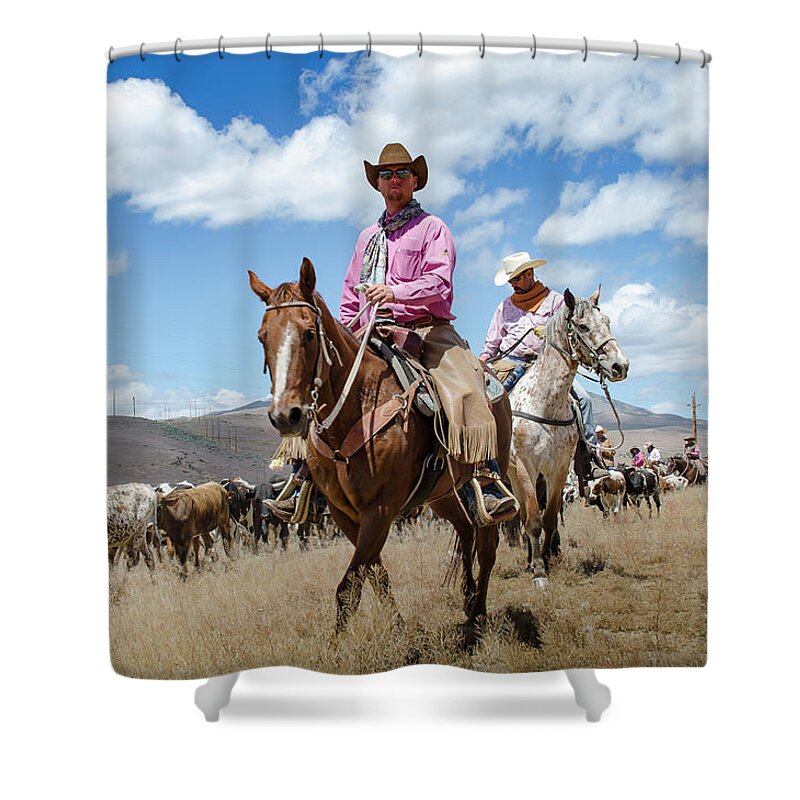 Reno Shower Curtain featuring the photograph 2016 Reno Cattle Drive 7 by Rick Mosher