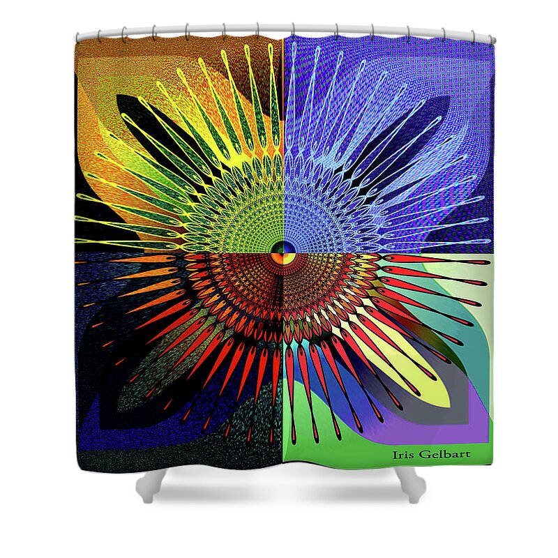 Abstract Art Shower Curtain featuring the digital art 2017 15 by Iris Gelbart