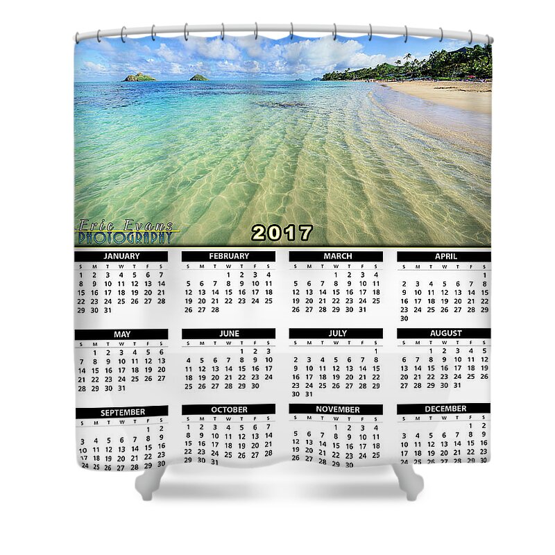 2017 Calendar Shower Curtain featuring the photograph 2017 Calendar Lanikai Beach Mid Day Ripples in the Sand by Aloha Art