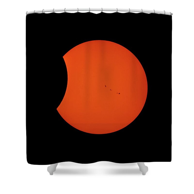 Terry D Photography Shower Curtain featuring the photograph 2017 Partial Solar Eclipse from New Jersey at 350 by Terry DeLuco